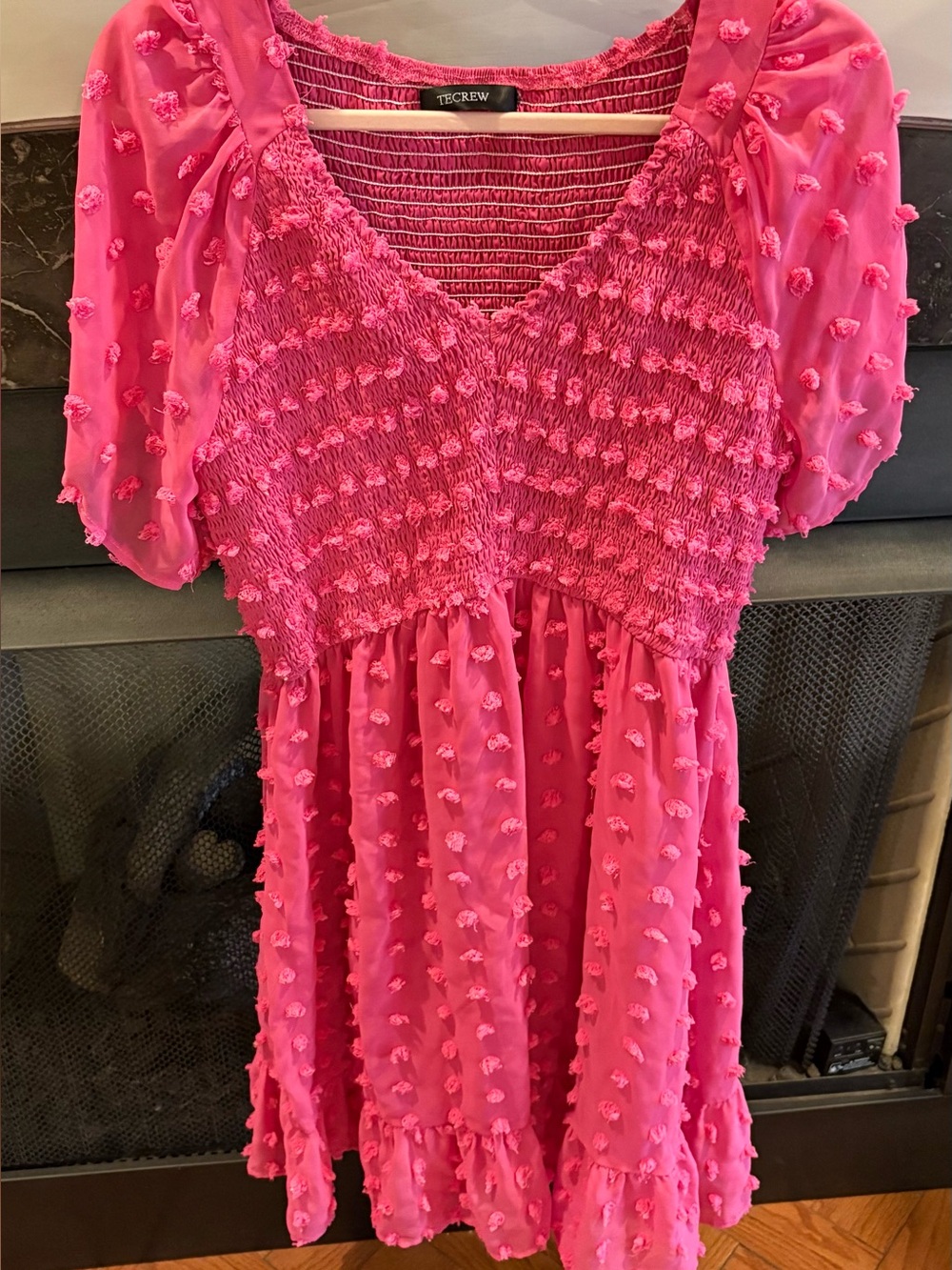 Women’s v-neck high waist, flutter short sleeve ruffled tiered , Swiss dots.